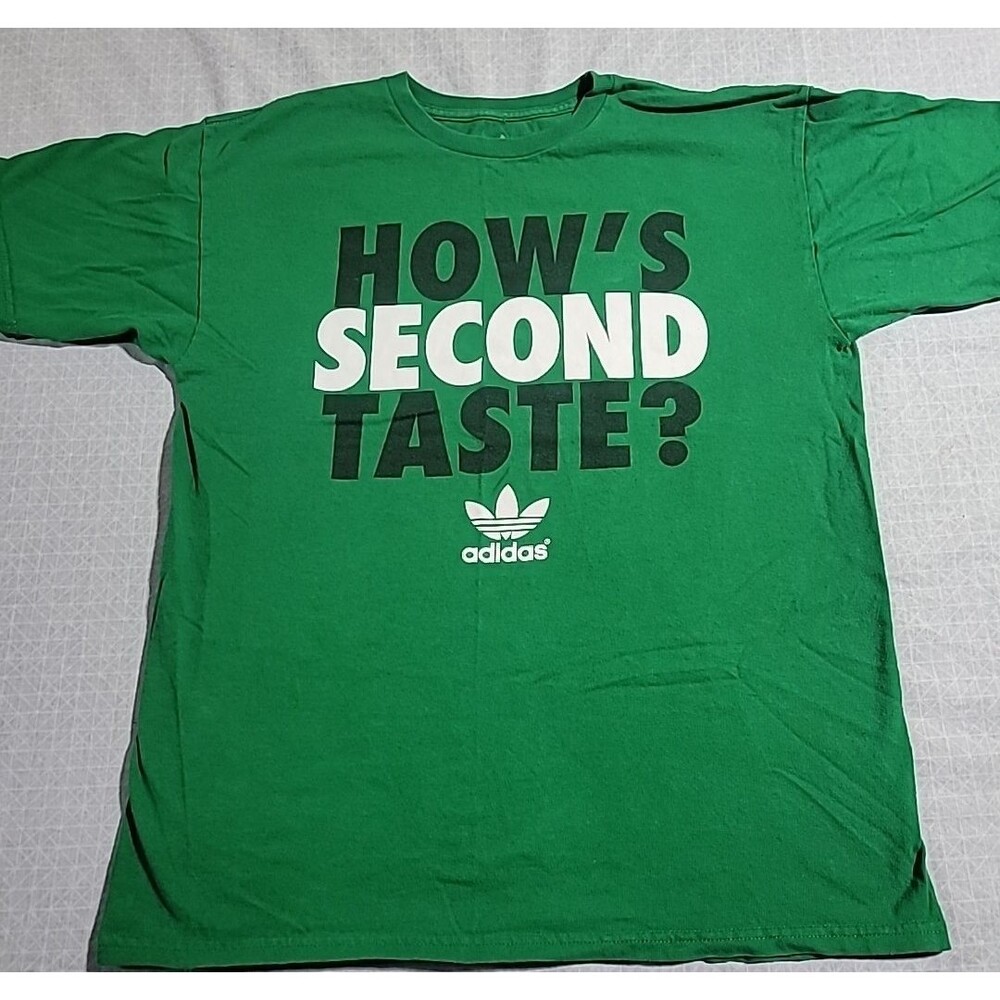 Adidas How's Second Taste T Shirt Graphic Tee Short Sleeve Green Medium